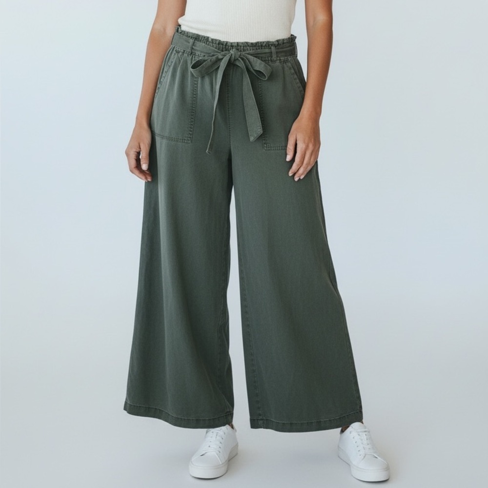 Universal Thread Olive Green Wide Leg Drawstring Waist Trouser Pants Womens M